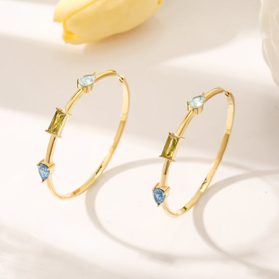 Circle Sapphire Earrings-SCE386STGCZD