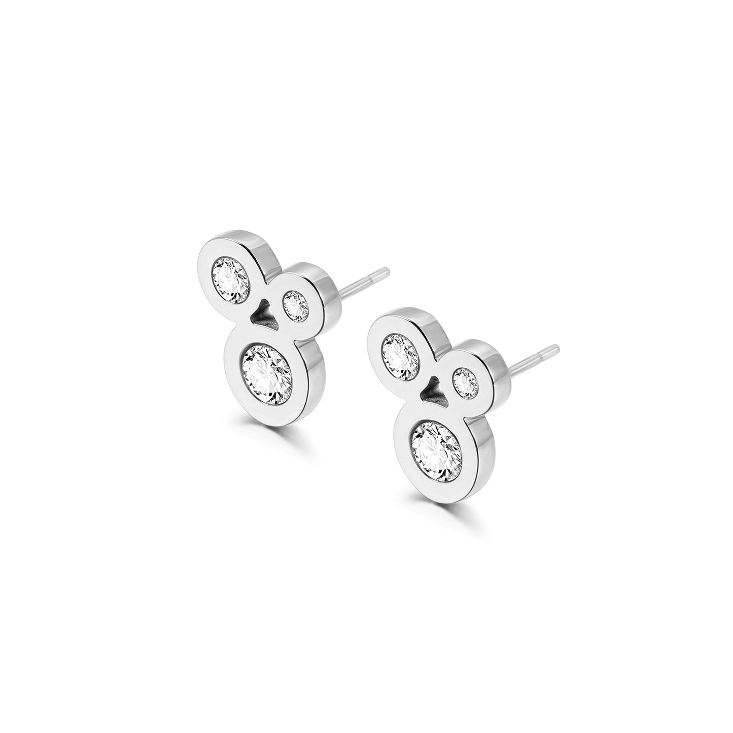 Three Circle Zircon Earrings-SCE389STWGZD