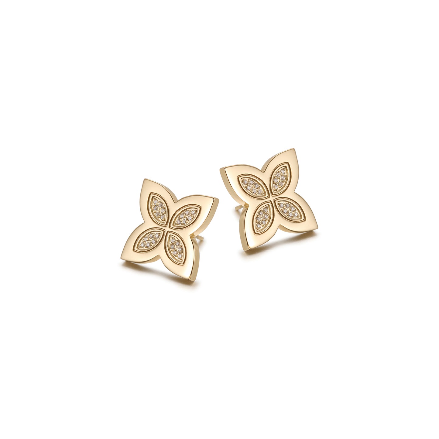 Four leaf clover zircon earrings-SCE393STGCZD