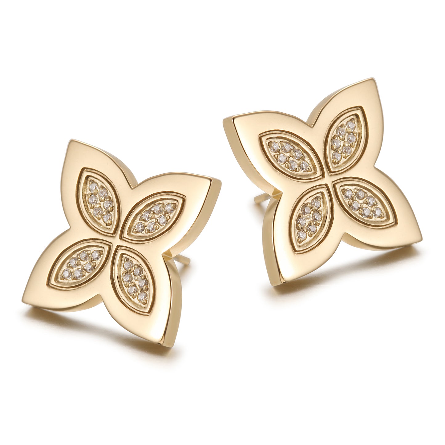 Four leaf clover zircon earrings-SCE393STGCZD