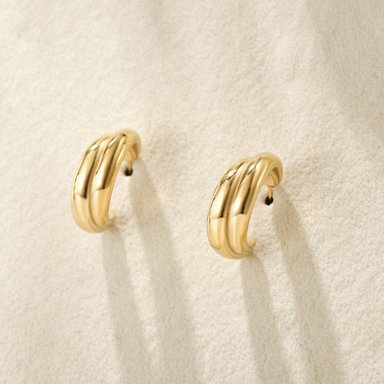 Overlapping Double C Earrings-SCE399STGC