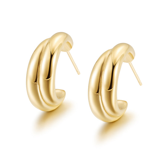 Overlapping Double C Earrings-SCE399STGC