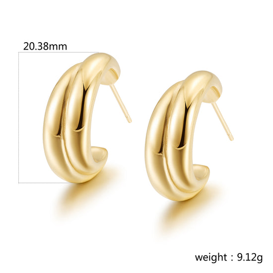 Overlapping Double C Earrings-SCE399STGC