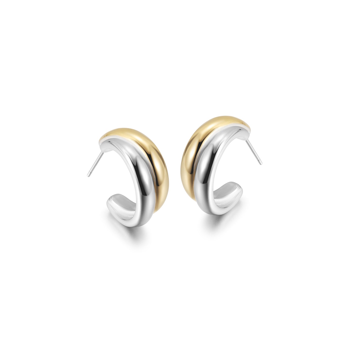 Mid color C-shaped earrings-SCE407STMC