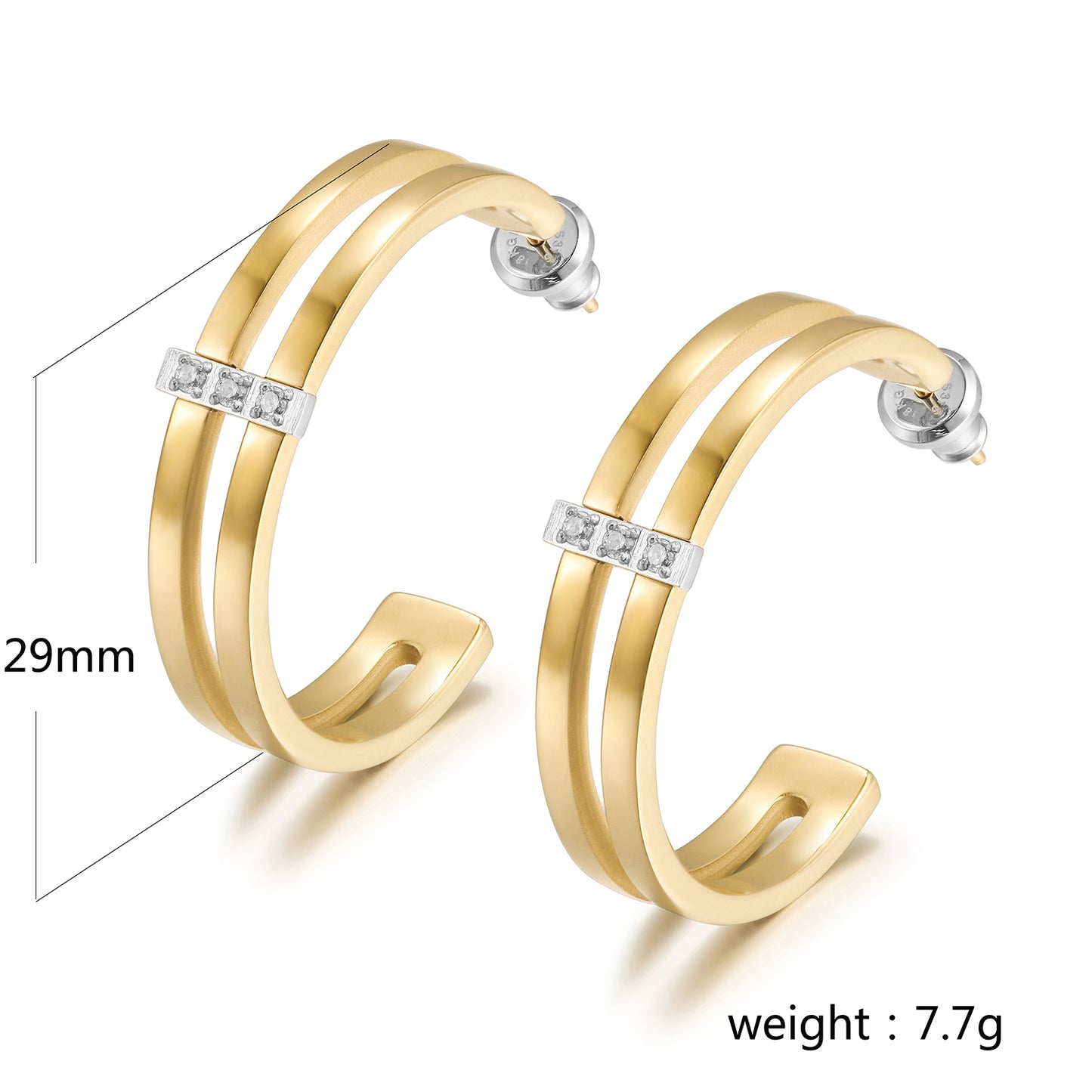 Double C hollow zircon earrings-SCE441STMC