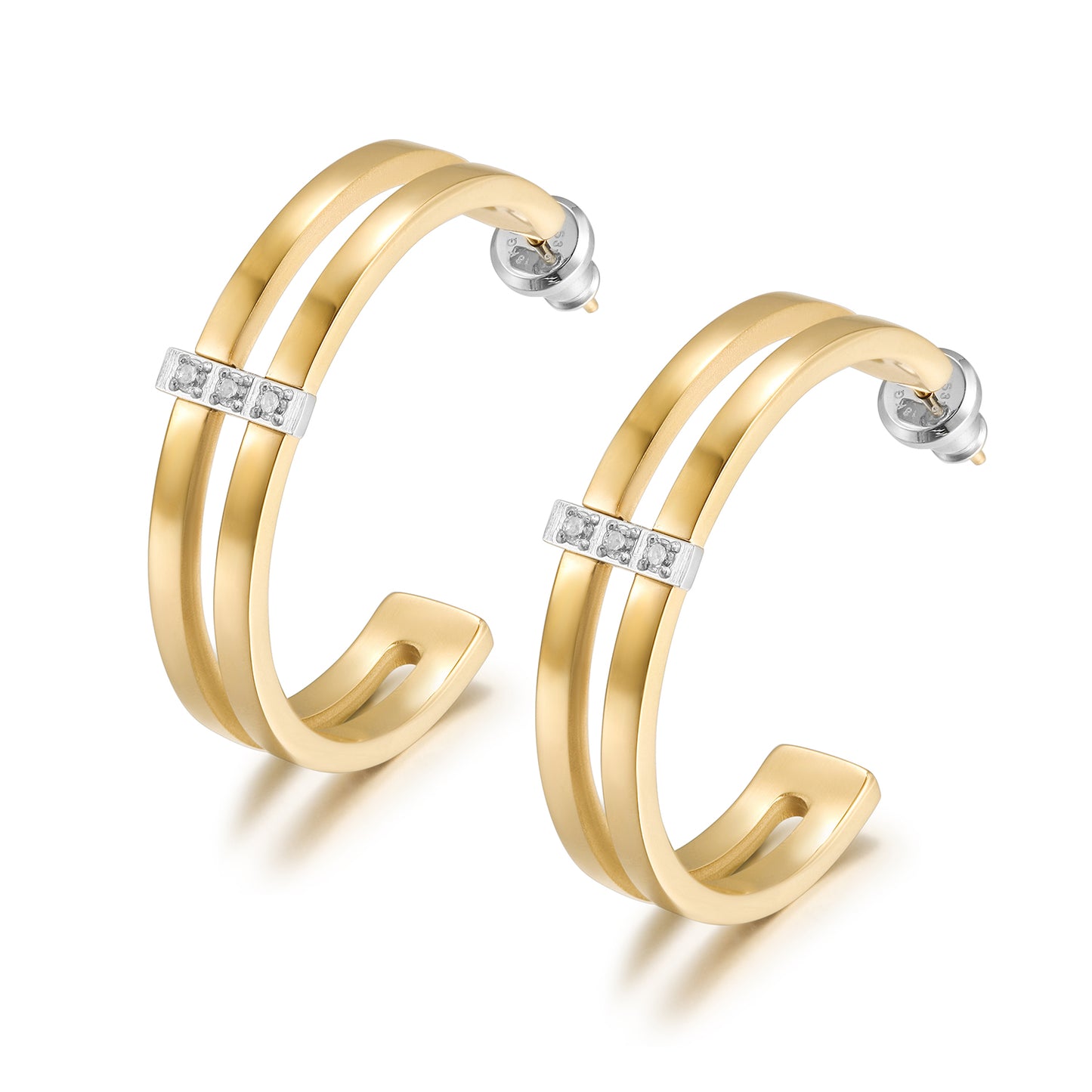 Double C hollow zircon earrings-SCE441STMC