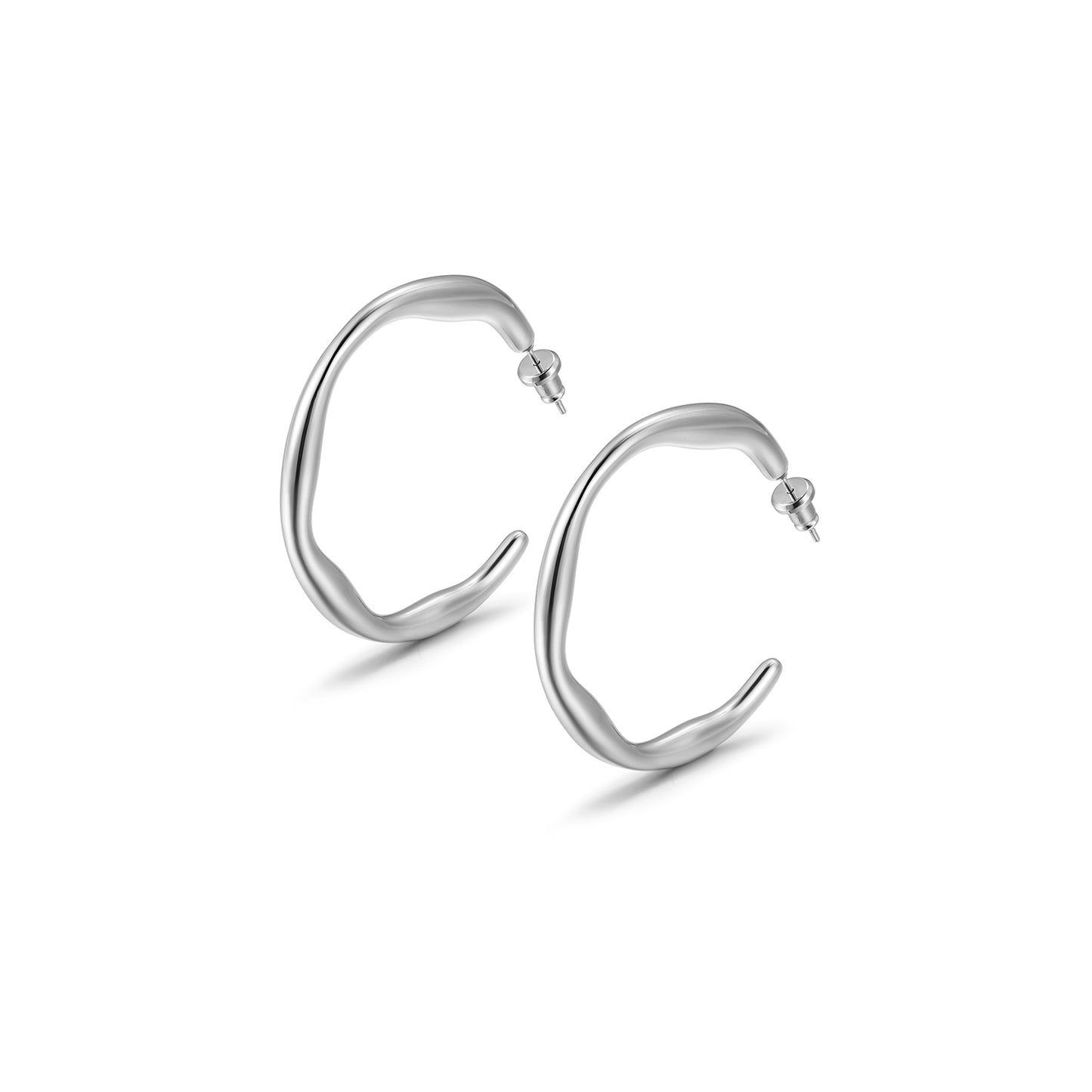 Twisted C-shaped earrings-SCE448ST