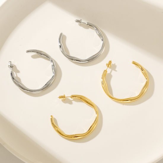 Twisted C-shaped earrings-SCE448ST