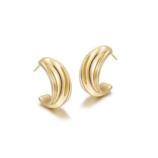 Exaggerated C-shaped smooth earrings-SCE449STGC