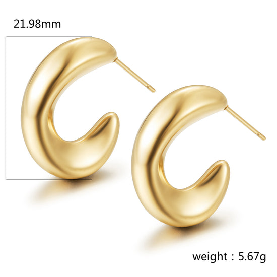 Stainless steel C-shaped earrings-SCE451ST