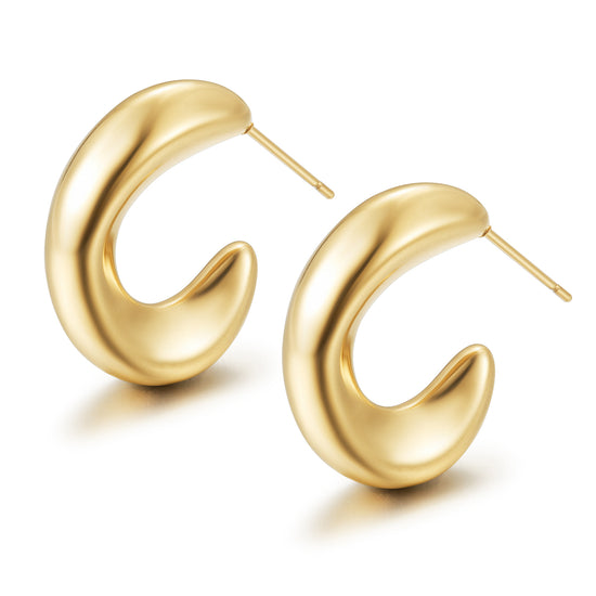 Stainless steel C-shaped earrings-SCE451ST