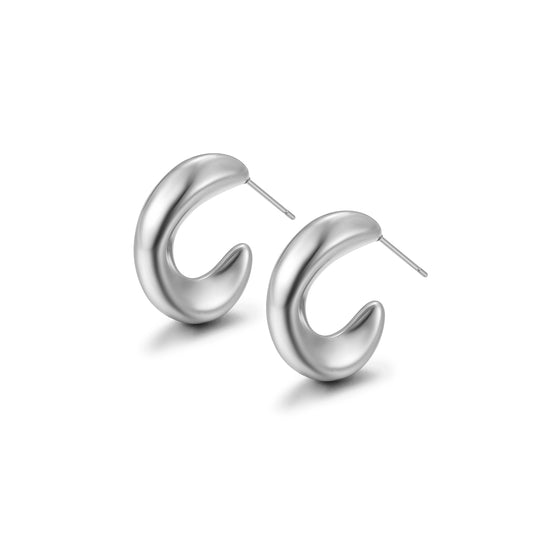 Stainless steel C-shaped earrings-SCE451ST