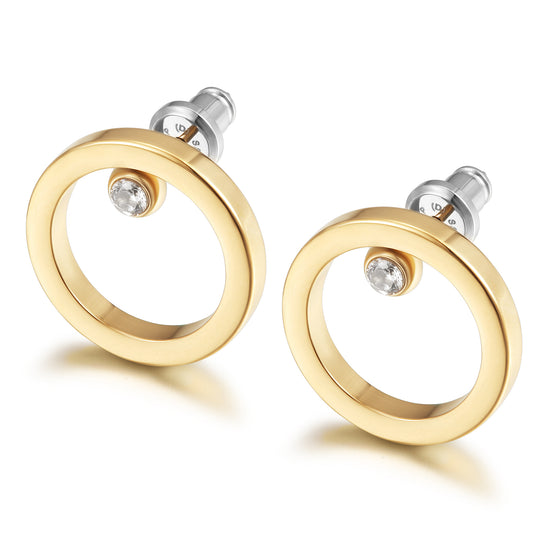 Golden Circle Zircon Earrings-SCE454STMC