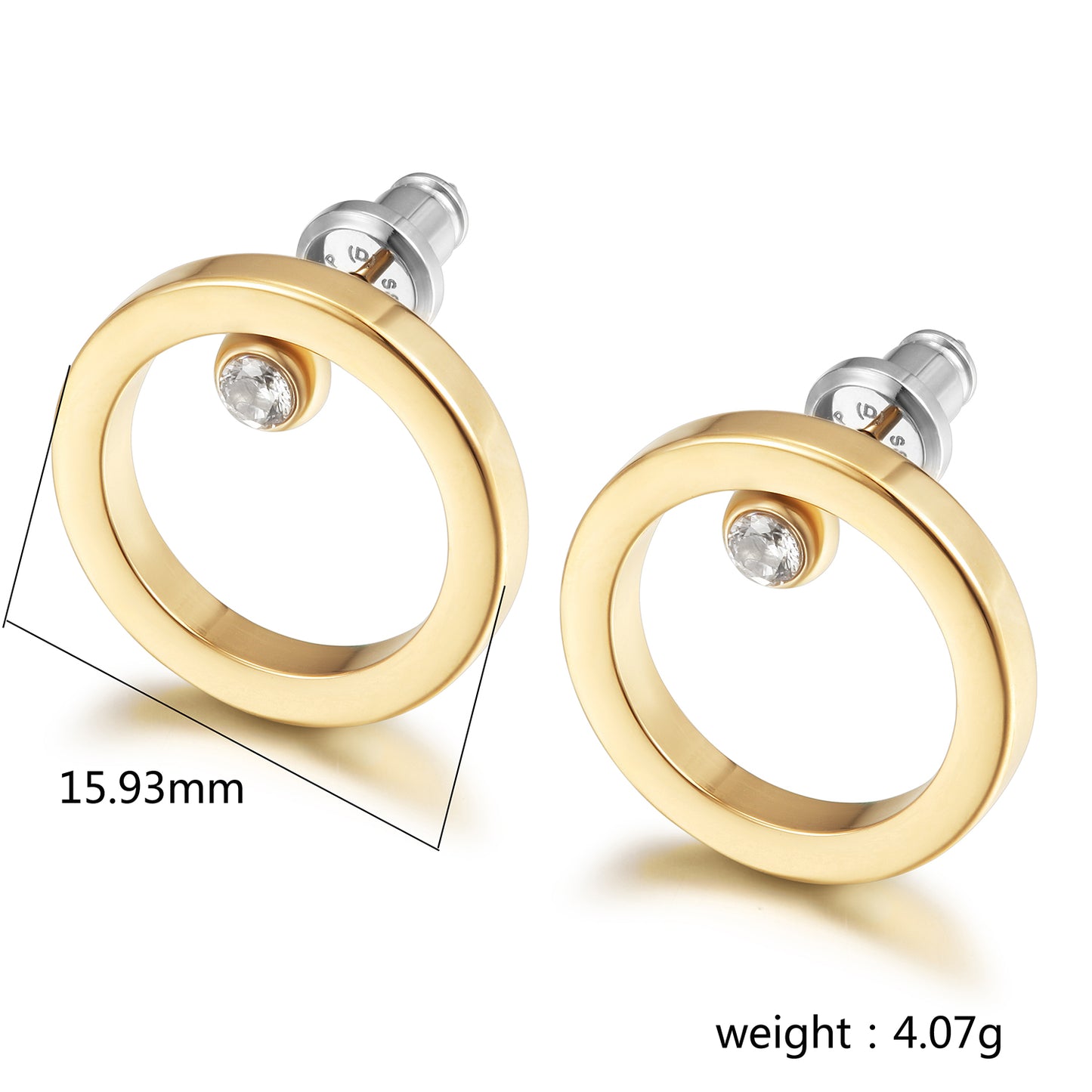 Golden Circle Zircon Earrings-SCE454STMC