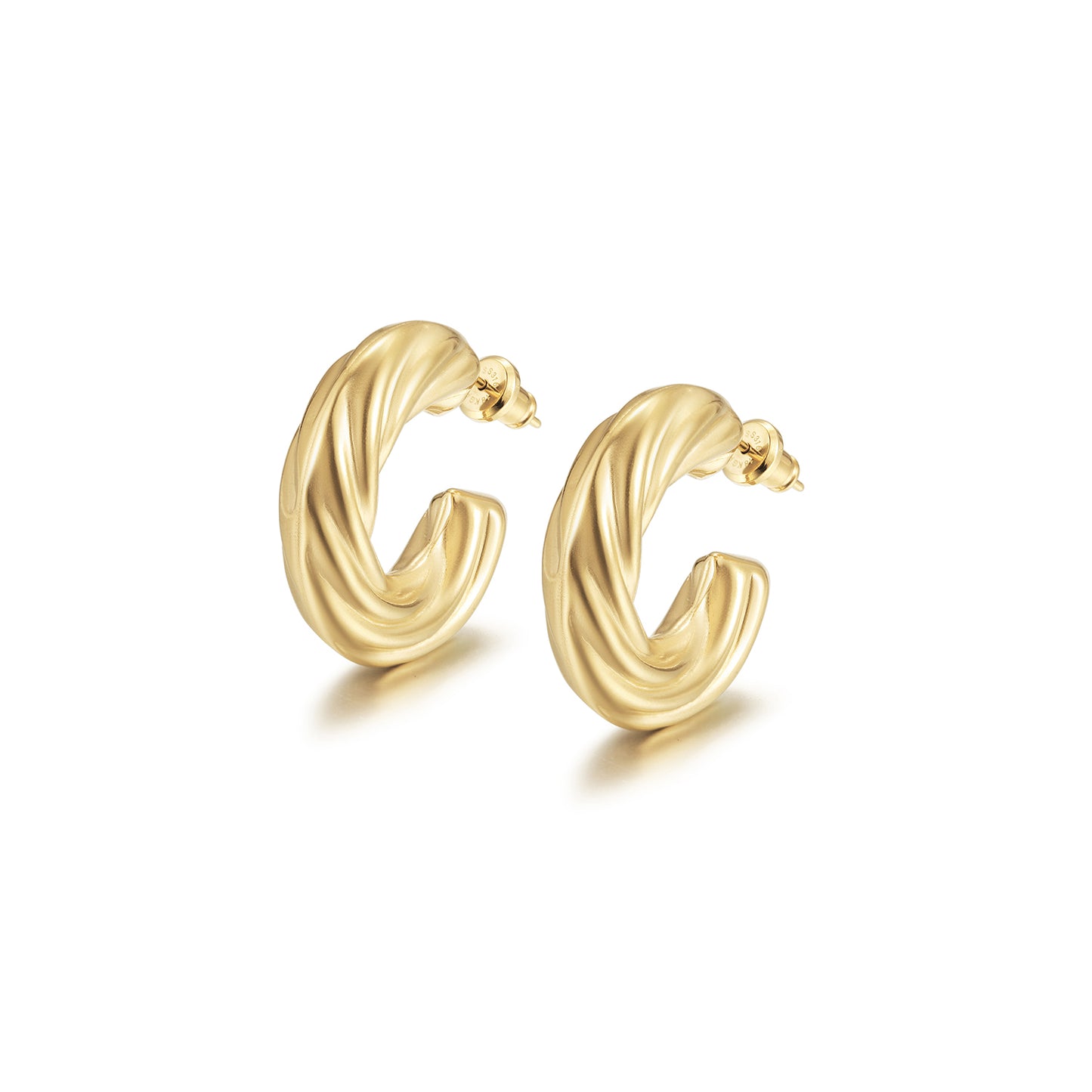 Twisted C-shaped earrings-SCE458STGC