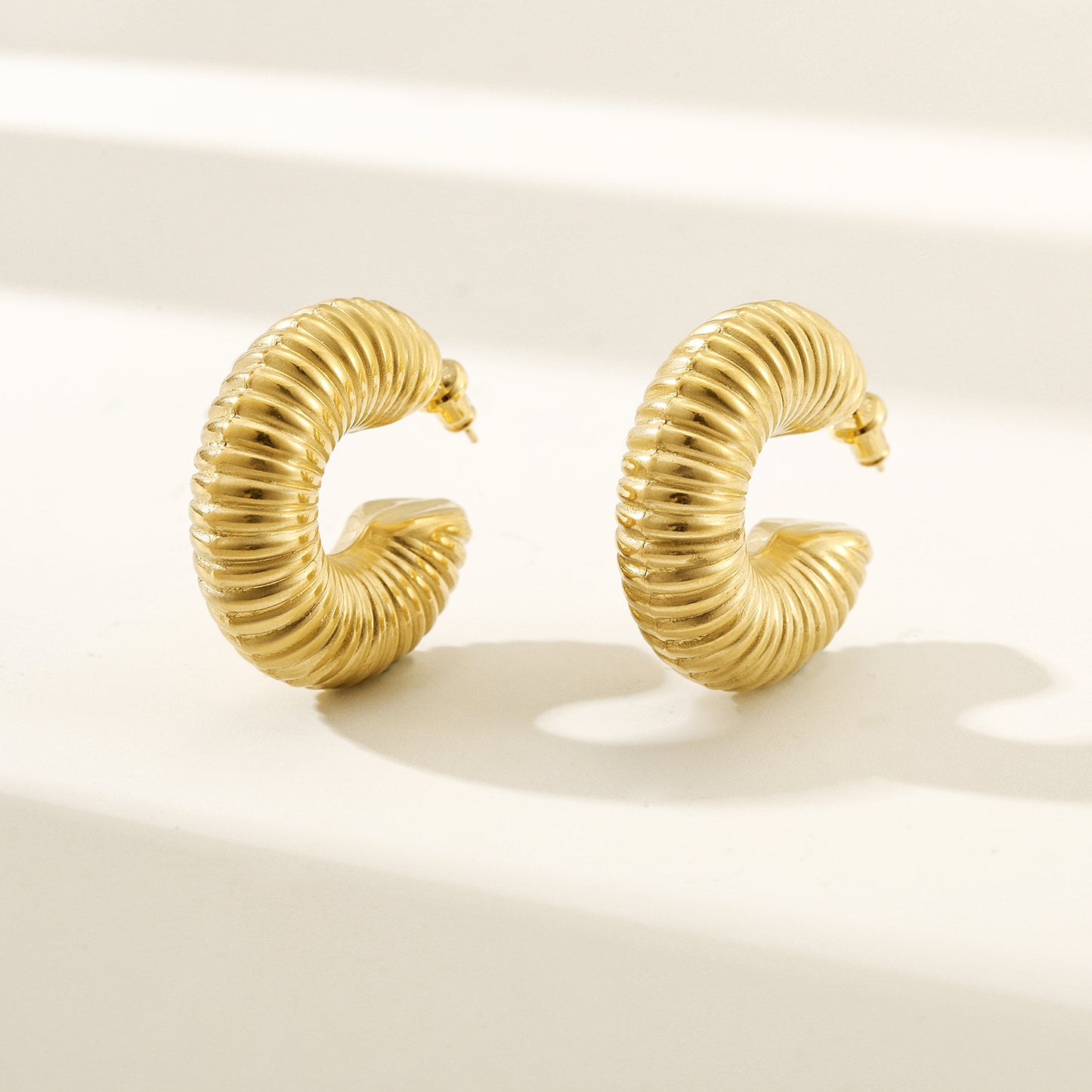 Cable exaggerated C-shaped earrings-SCE460STGC