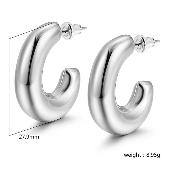 Twisted L Smooth Earrings-SCE463STWG