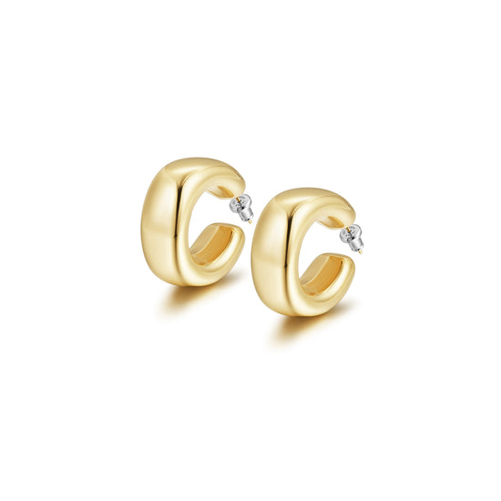 Exaggerated large C smooth earrings-SCE464STMC