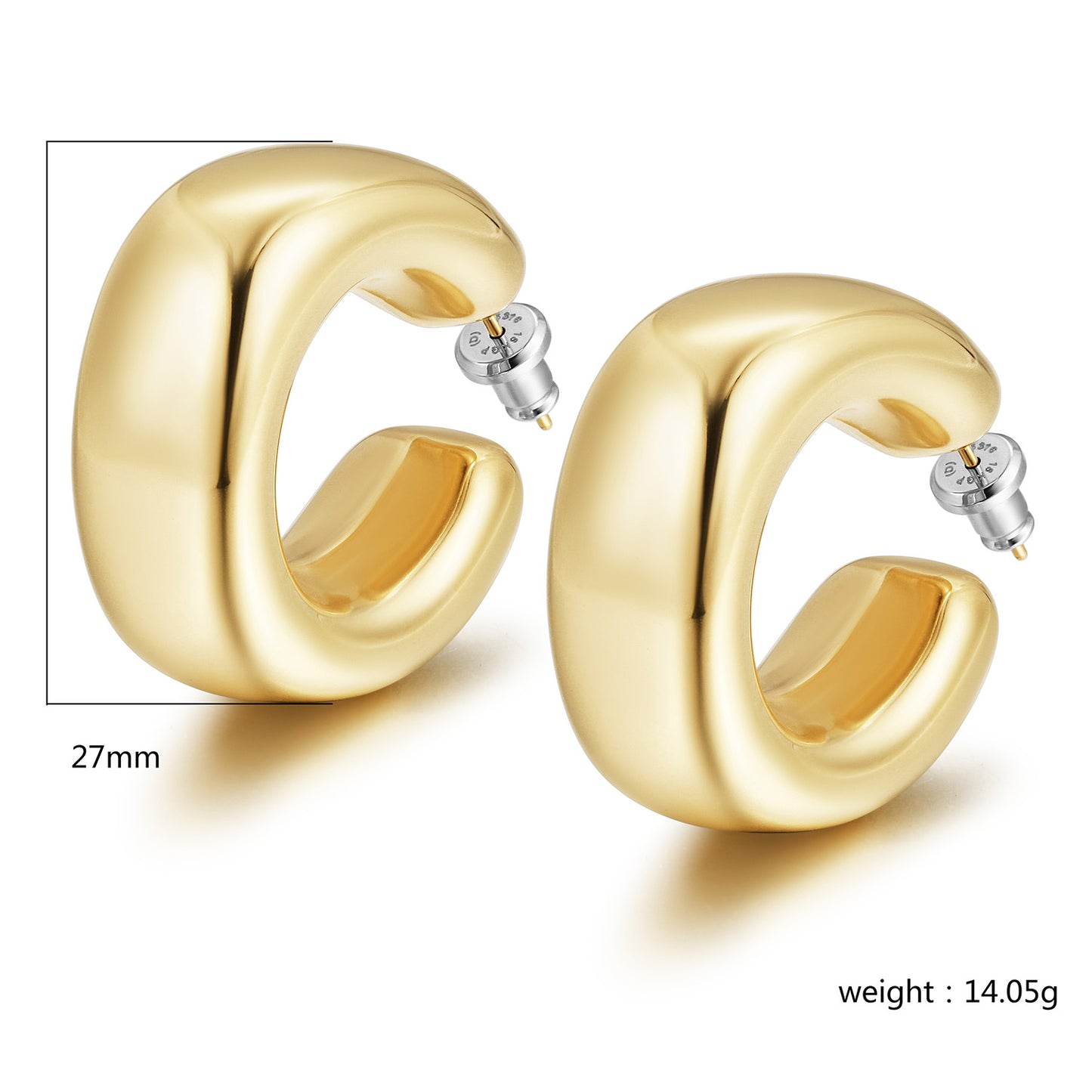 Exaggerated large C smooth earrings-SCE464STMC