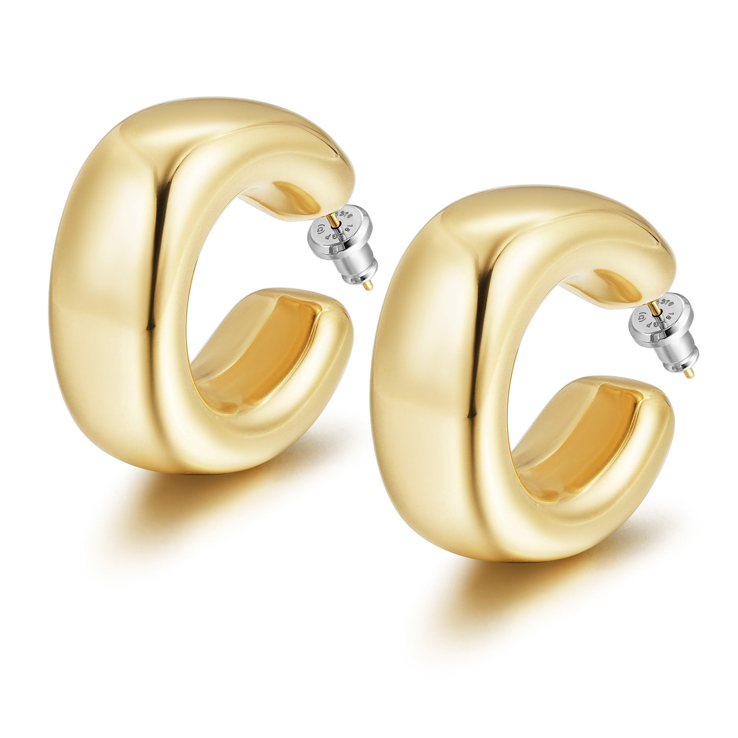 Exaggerated large C smooth earrings-SCE464STMC