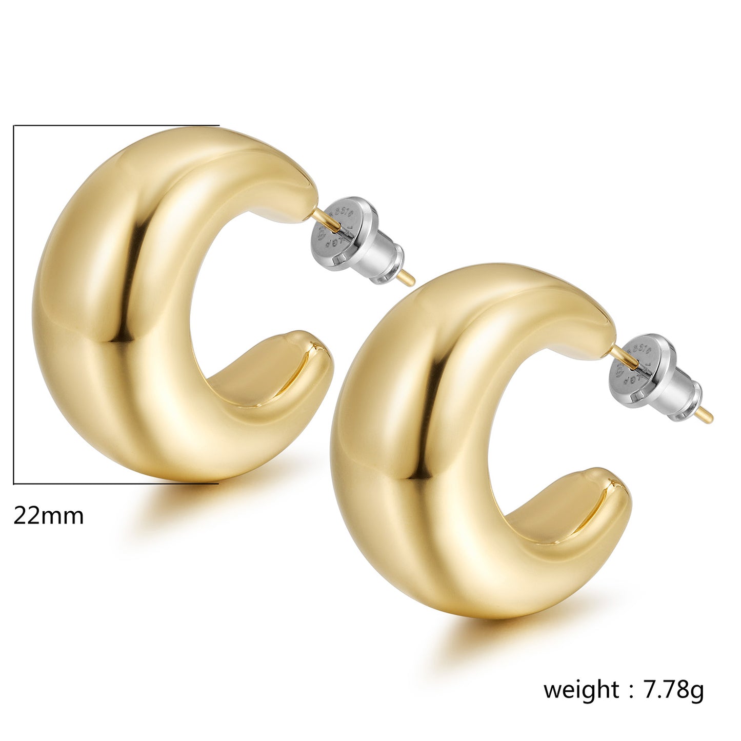 Exaggerated large C earrings-SCE467STMC