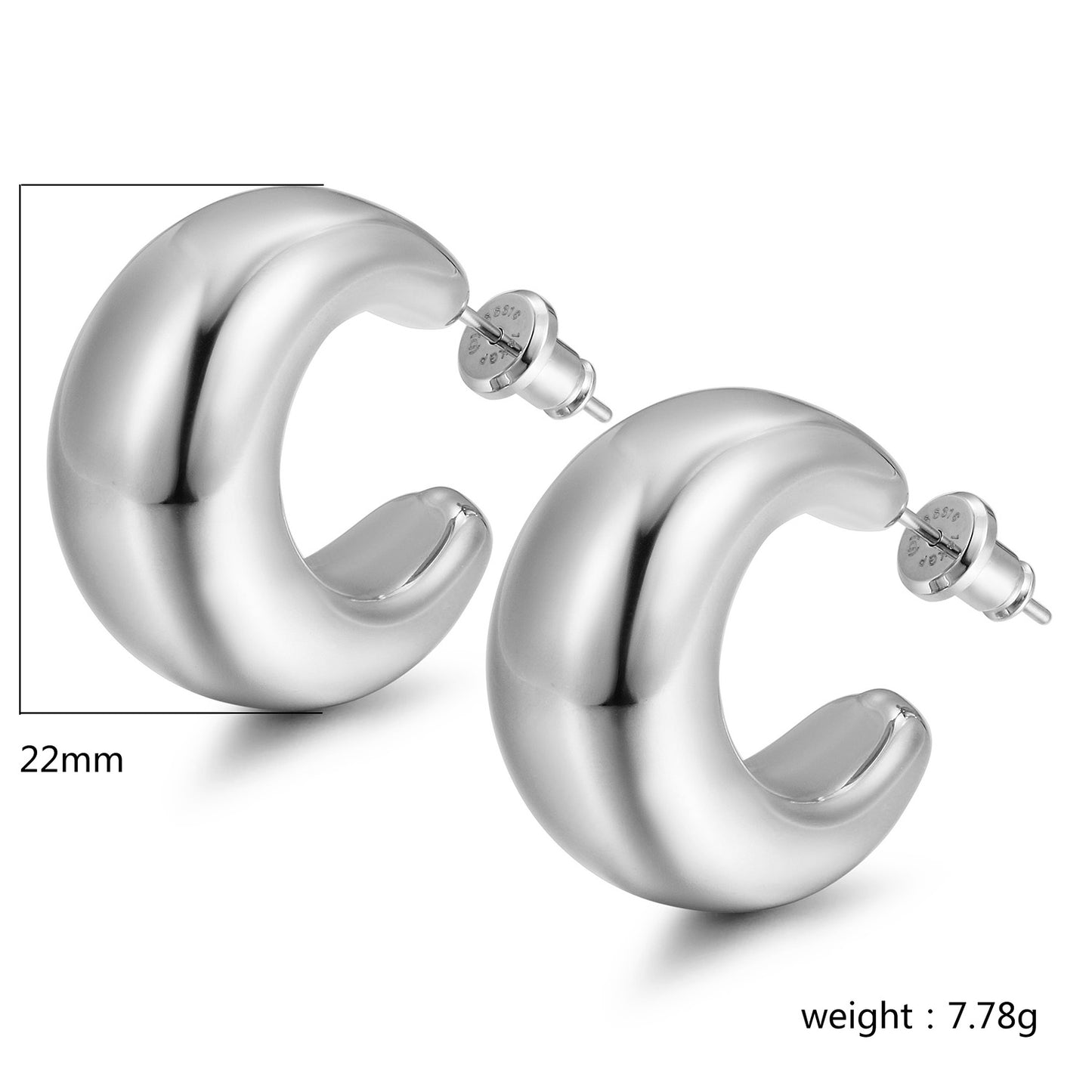 Exaggerated large C earrings-SCE467STWG