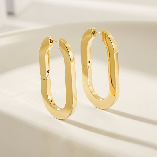 U-shaped buckle earrings-SCE477STGCL