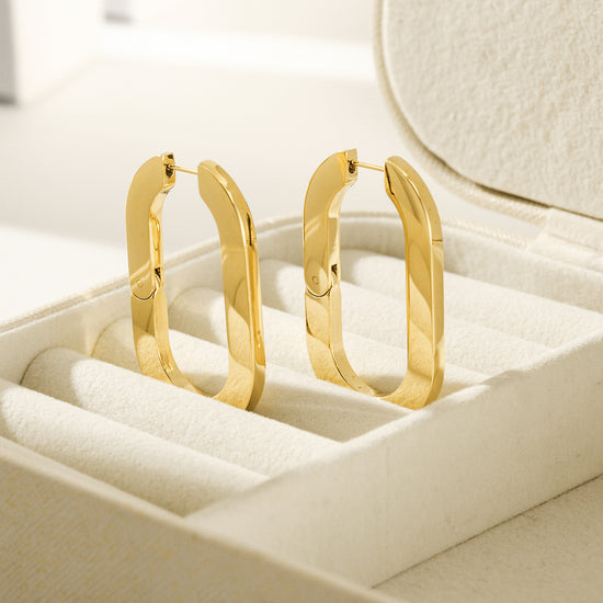 U-shaped buckle earrings-SCE477STGCL