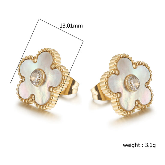 White floral earrings-SCE479STGCWT