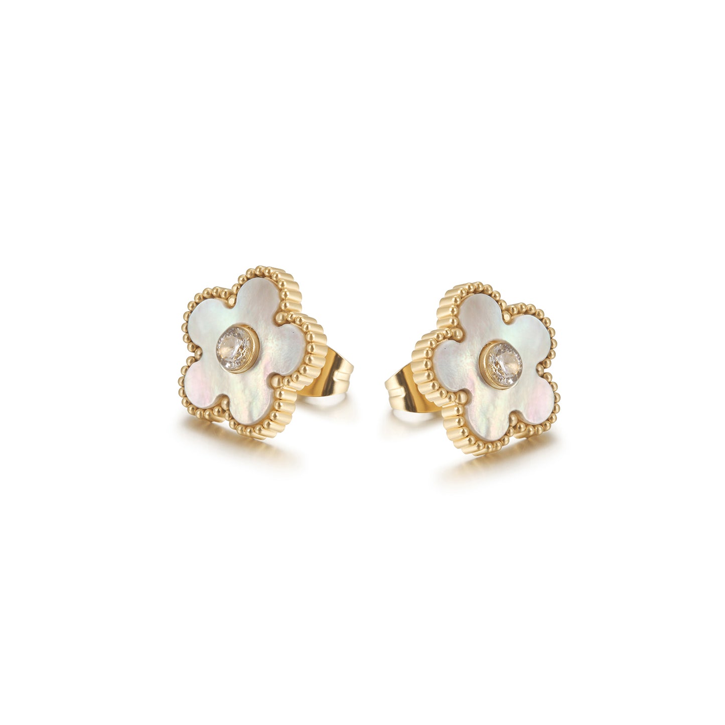 White floral earrings-SCE479STGCWT