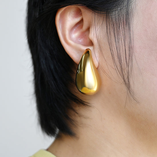 Golden Water Drop Earrings-SCE480STGCL