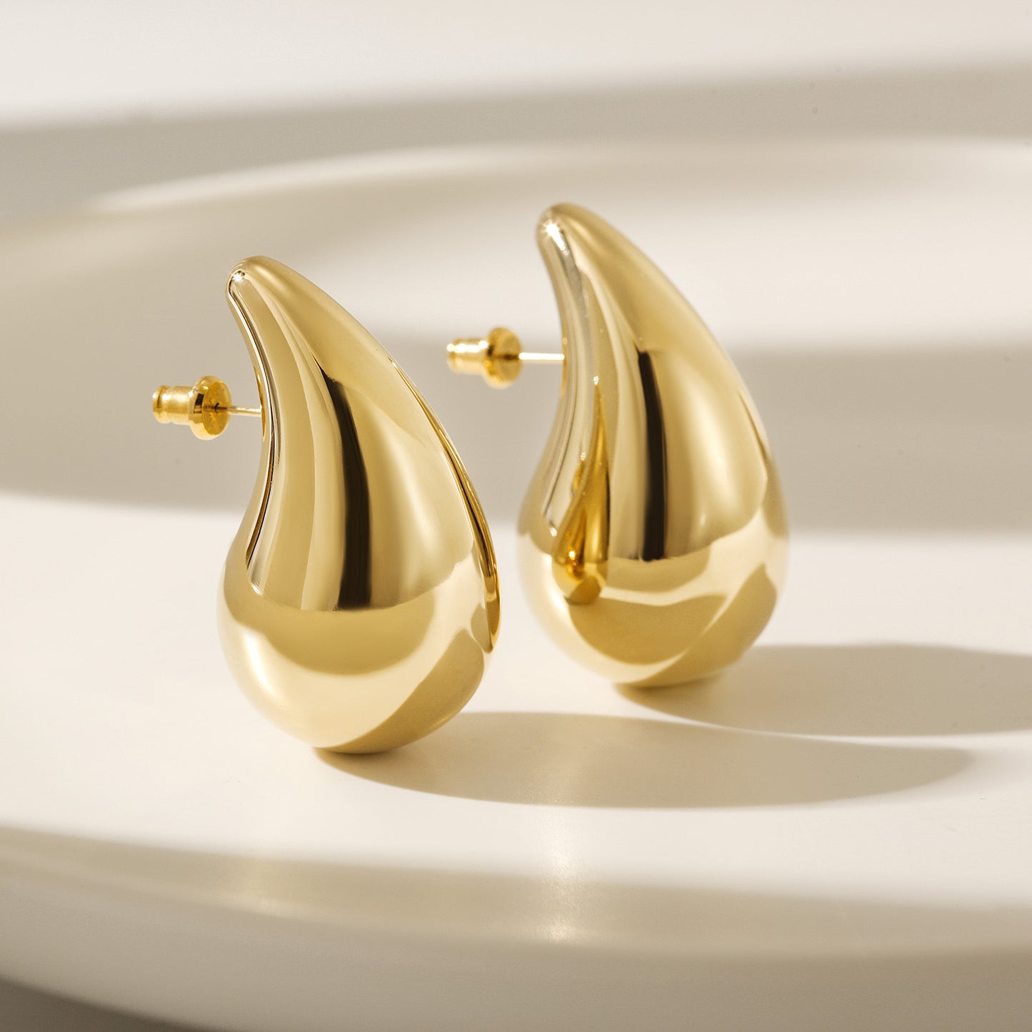 Golden Water Drop Earrings-SCE480STGCL