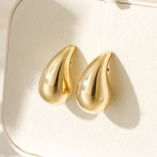 Golden Water Drop Earrings-SCE480STGCL