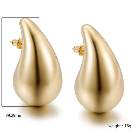 Golden Water Drop Earrings-SCE480STGCL