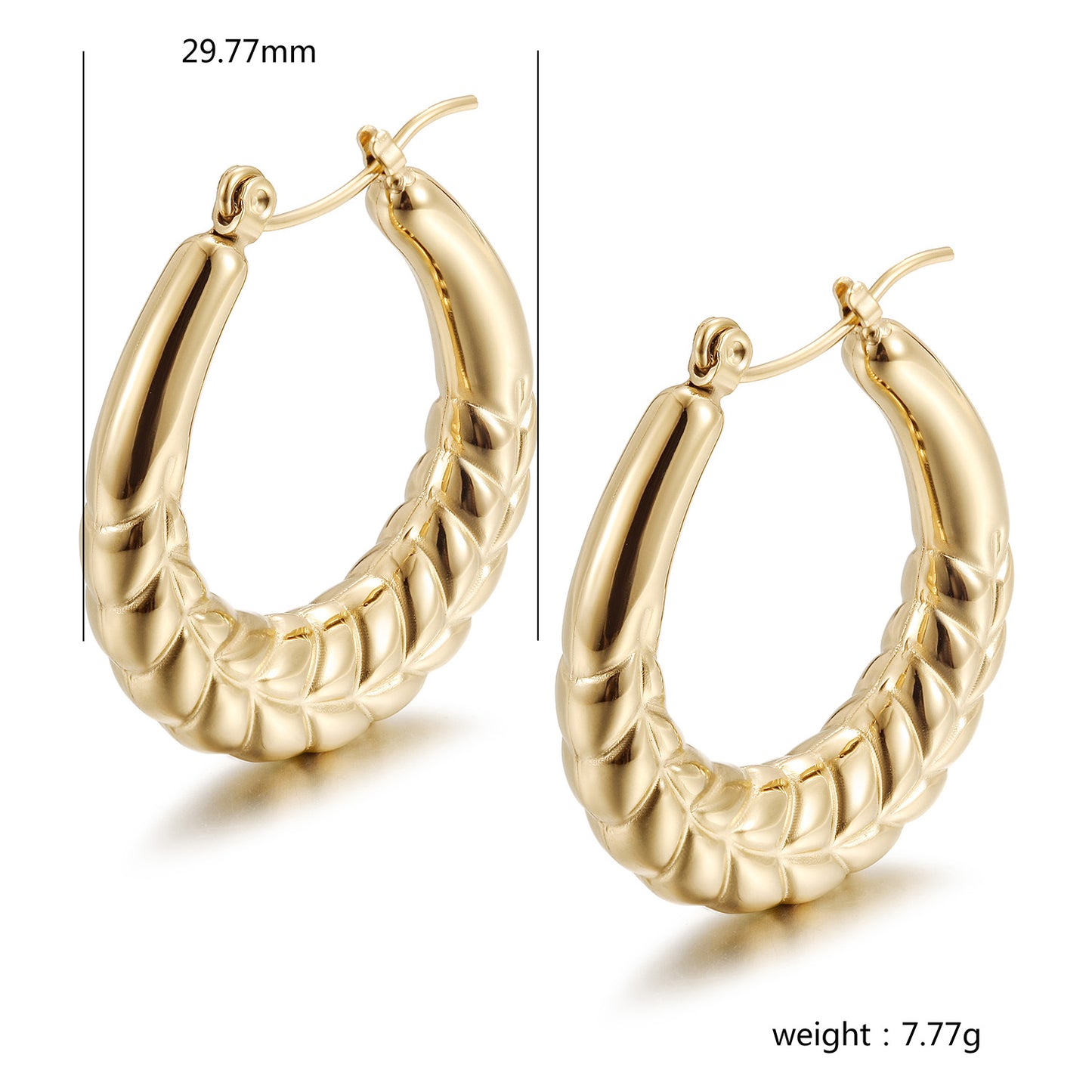 Big C pounding cable earrings-SCE481STGC