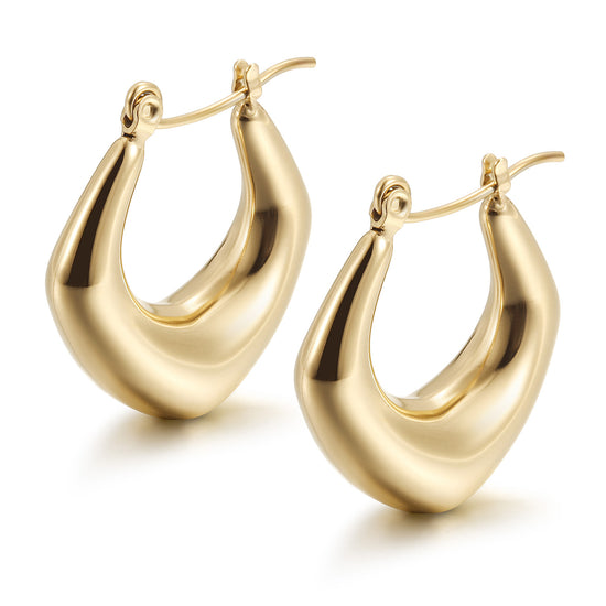 C-shaped smooth earrings-SCE483STGC