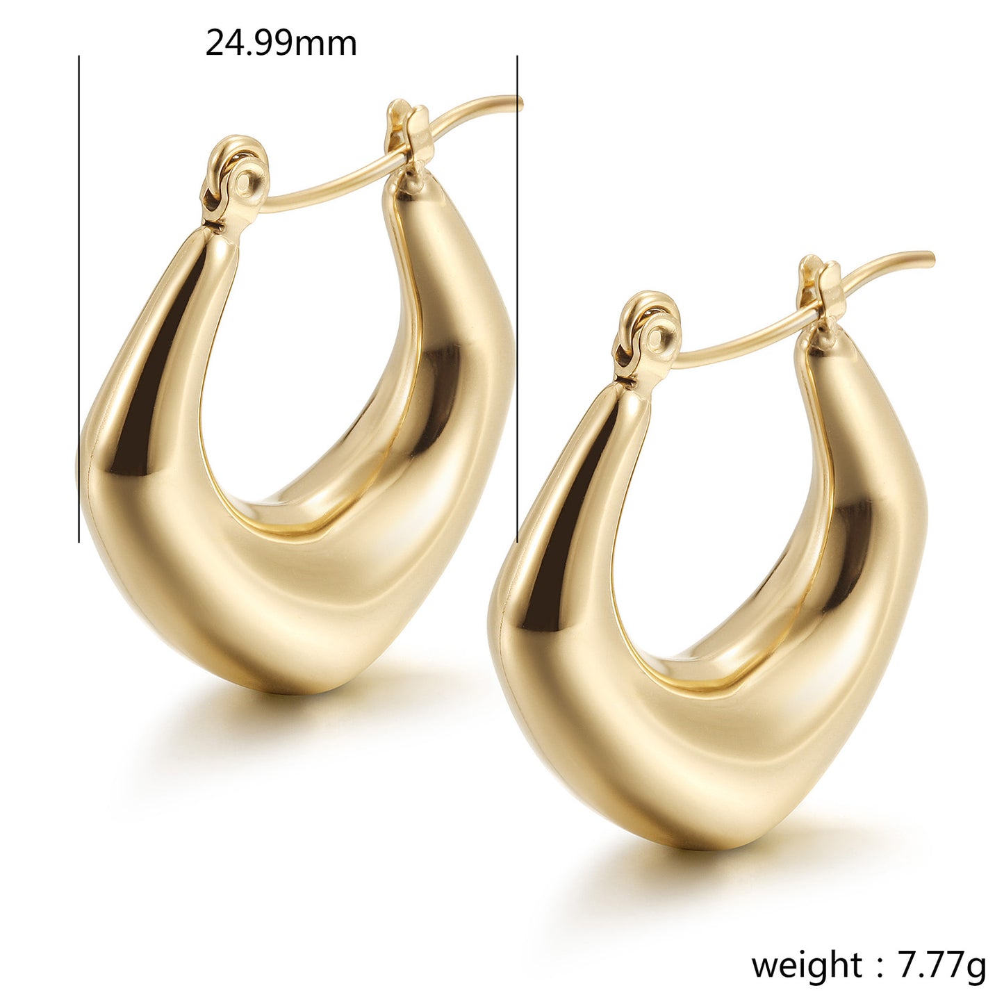 C-shaped smooth earrings-SCE483STGC