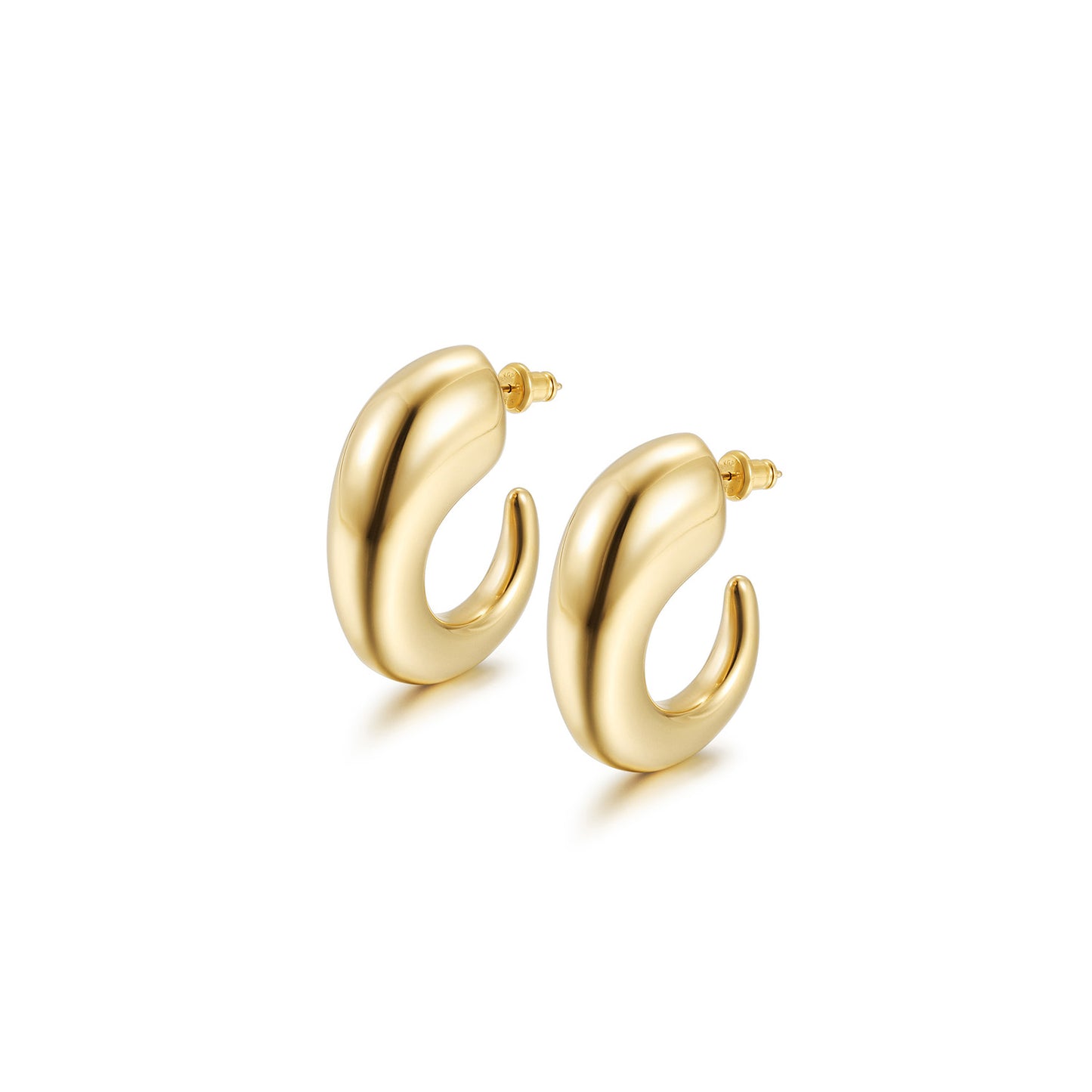 C-shaped smooth earrings-SCE488STGC