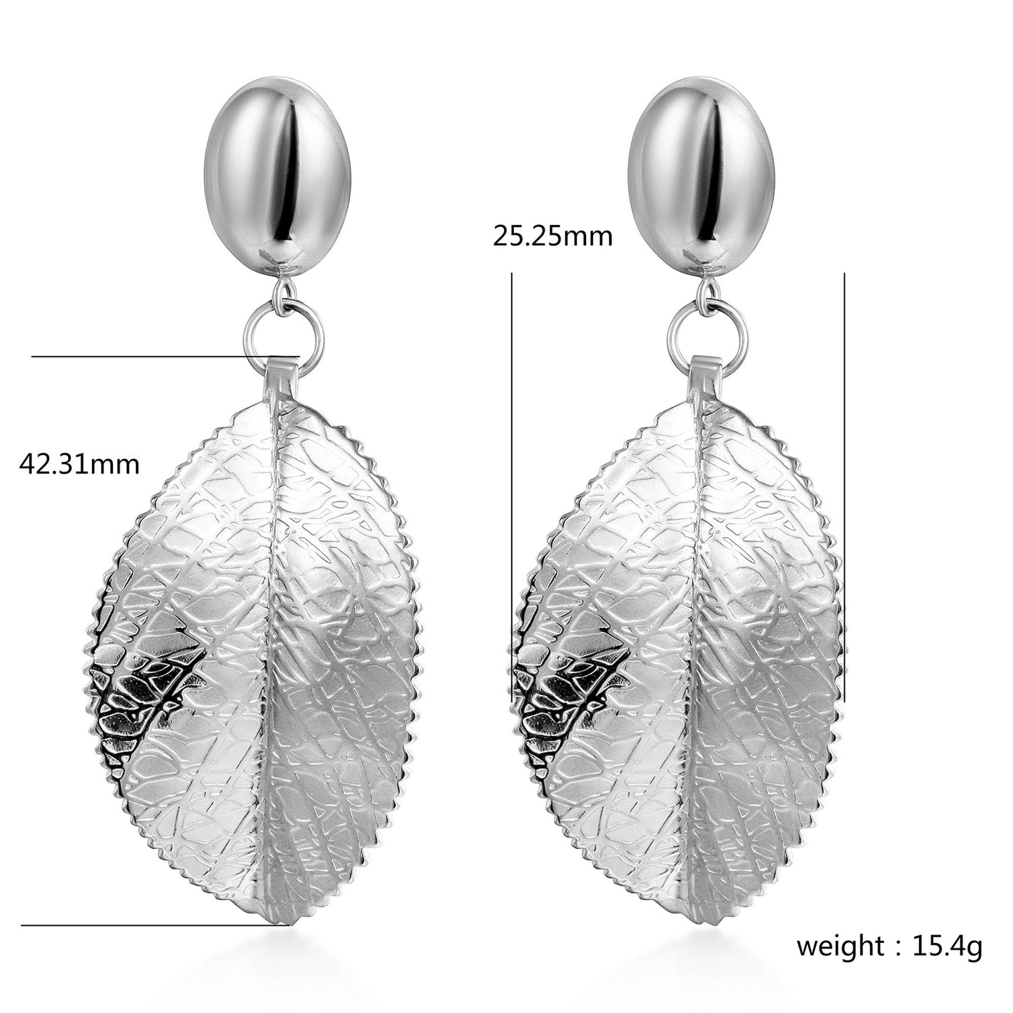 Silver Leaf Earrings-SCE492STWG