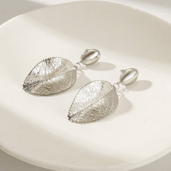 Silver Leaf Earrings-SCE492STWG