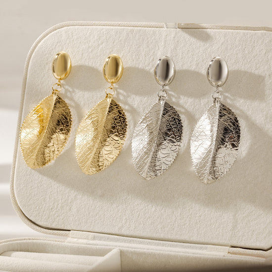 Silver Leaf Earrings-SCE492STWG