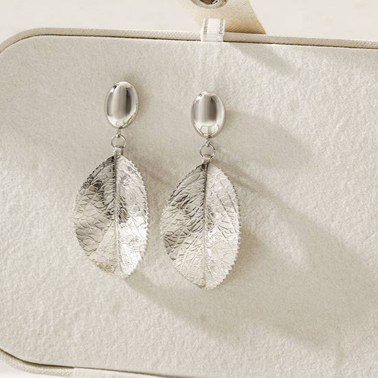 Silver Leaf Earrings-SCE492STWG