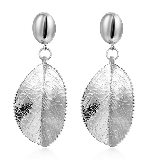 Silver Leaf Earrings-SCE492STWG