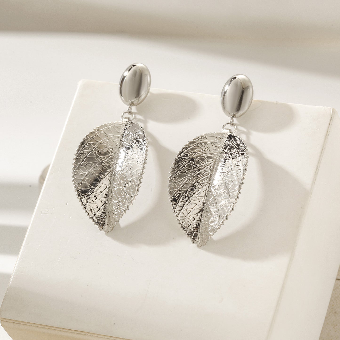 Silver Leaf Earrings-SCE492STWG