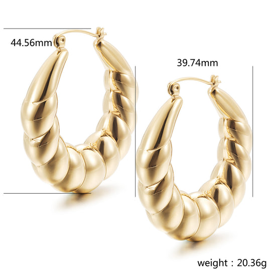 Spiral C-shaped earrings-SCE501STGC