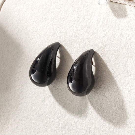 Black Water Drop Earrings-SCE510STGCBK-M