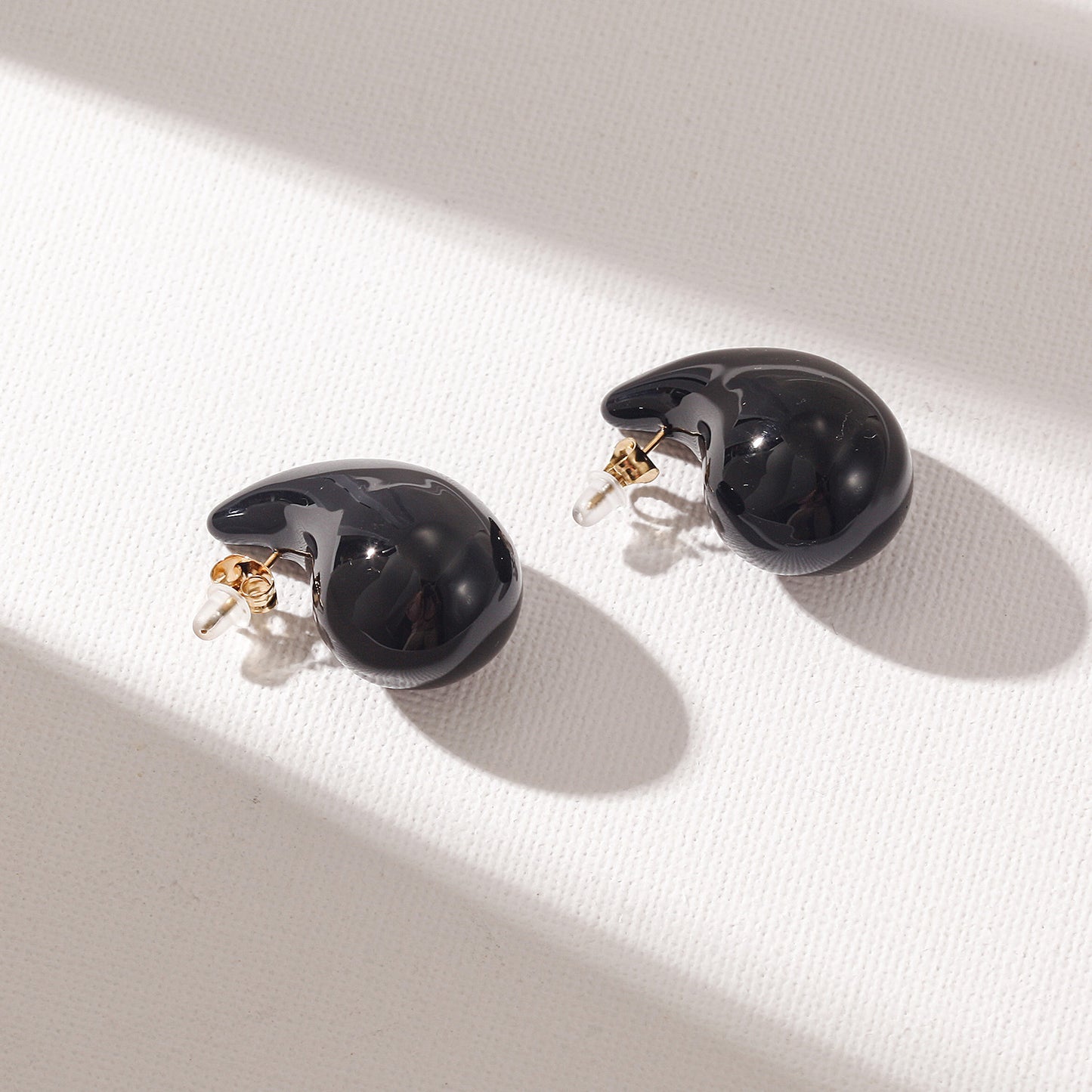 Black Water Drop Earrings-SCE510STGCBK-M