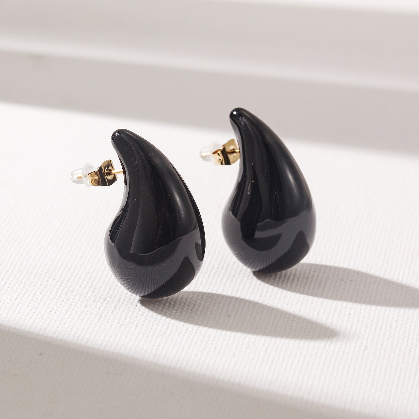 Black Water Drop Earrings-SCE510STGCBK-M