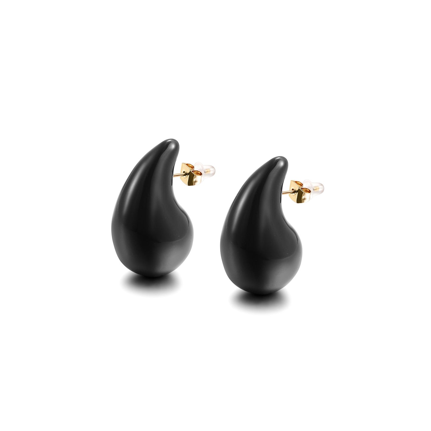 Black Water Drop Earrings-SCE510STGCBK-M