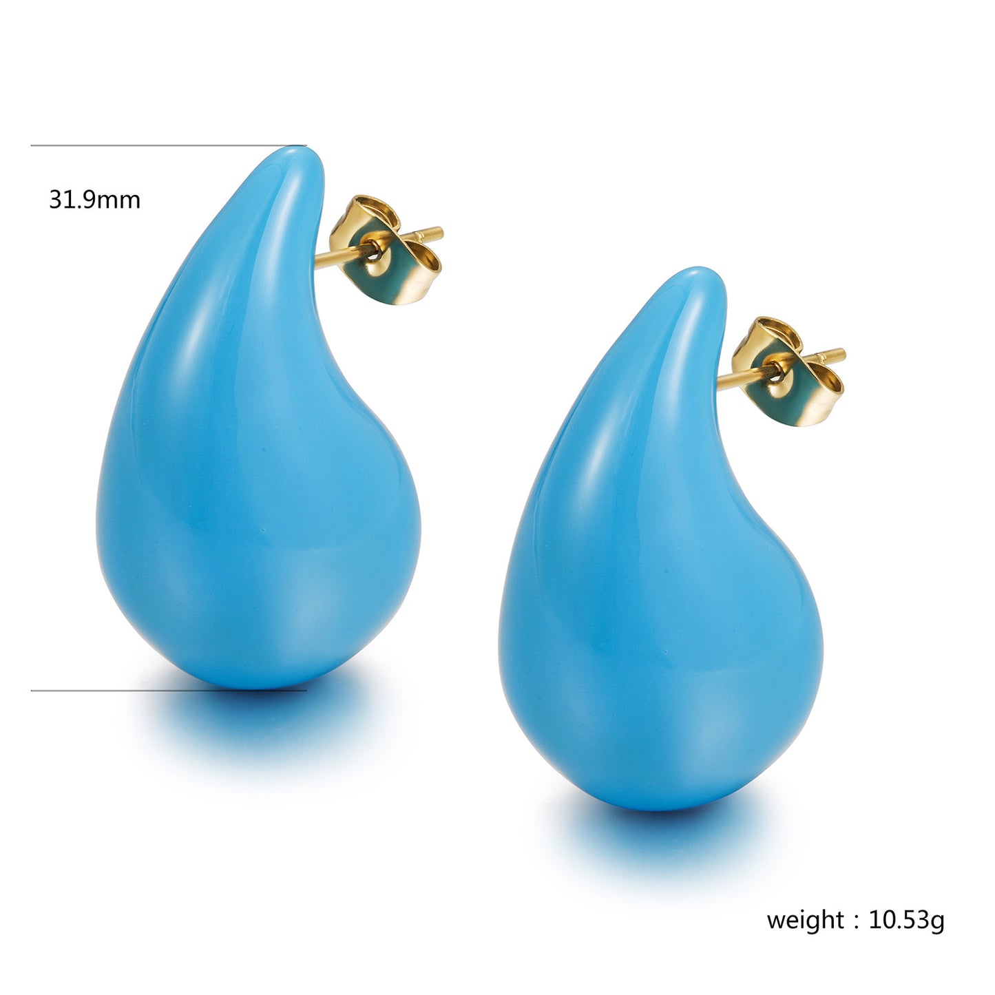 Sky blue water droplet earrings-SCE510STGCBU-M